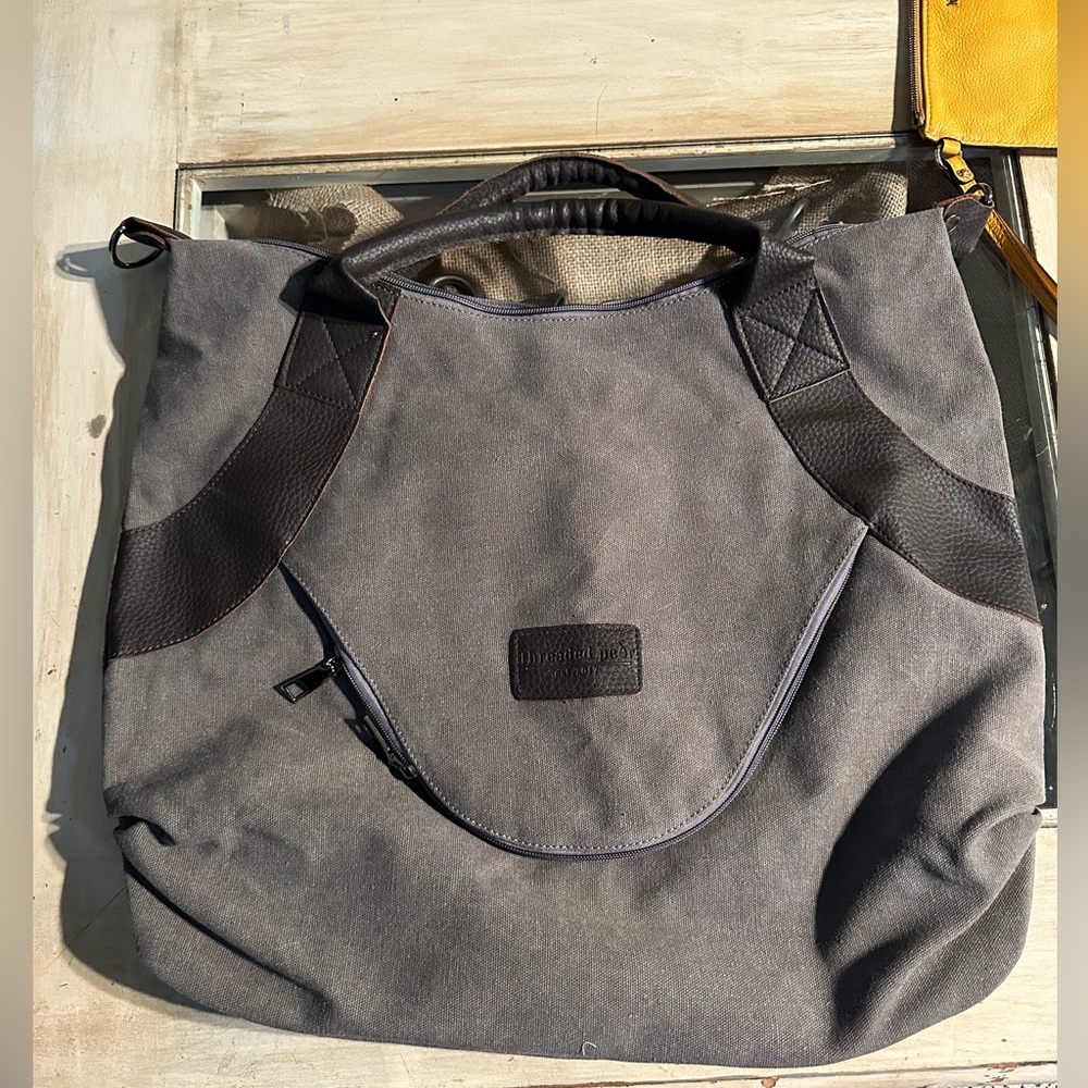 Large Canvas and Leather Purse-NWOT